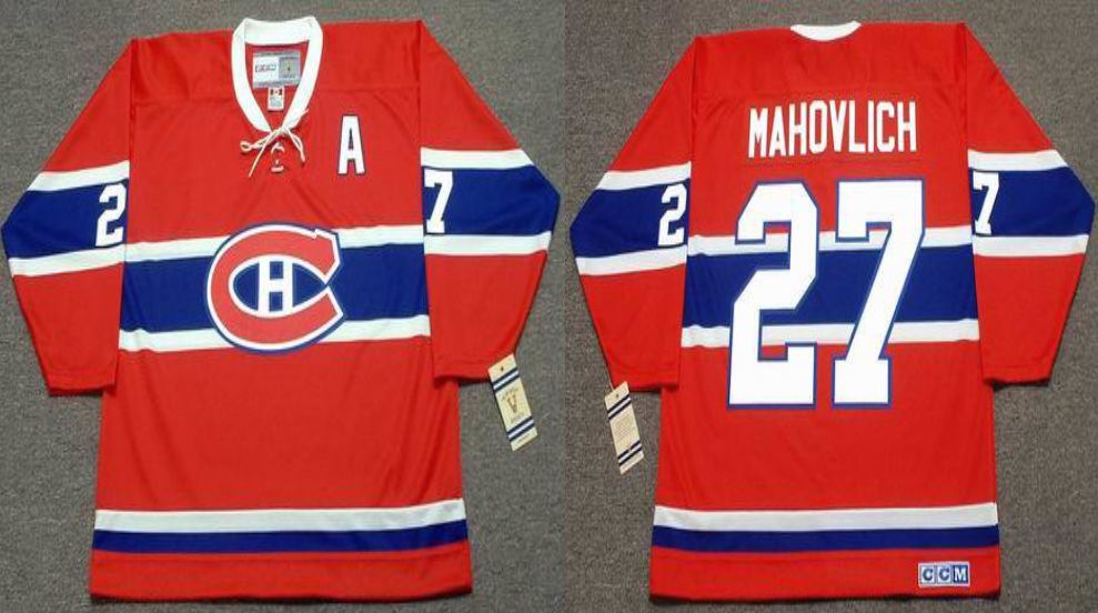 2019 Men Montreal Canadiens 27 Mahovlich Red CCM NHL jerseys